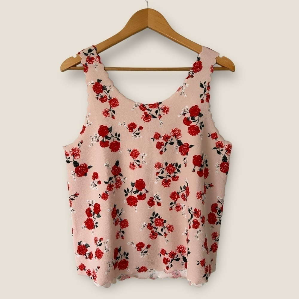 H&M Floral Scalloped Tank Top
